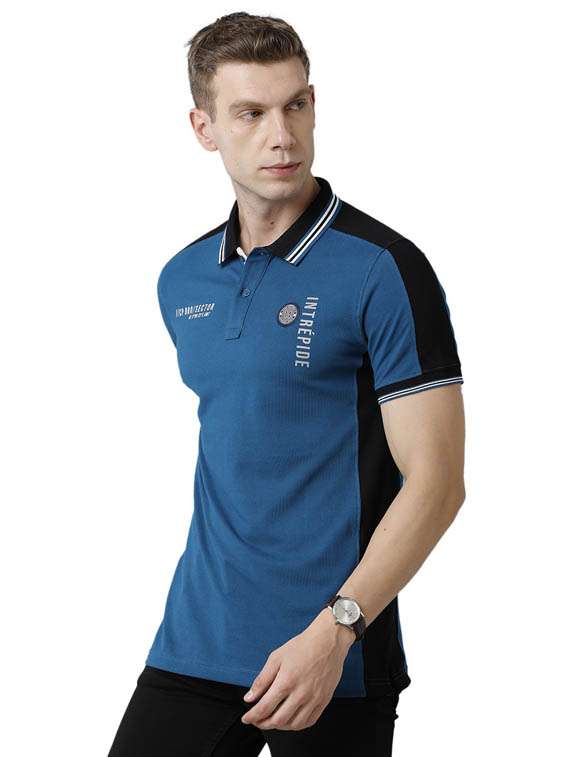 color block polo neck t-shirt - 19803849 -  Standard Image - 1