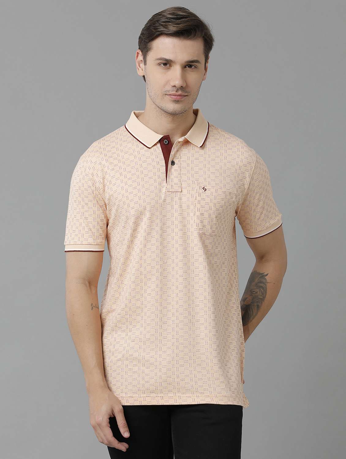 men printed cotton polo t-shirt 