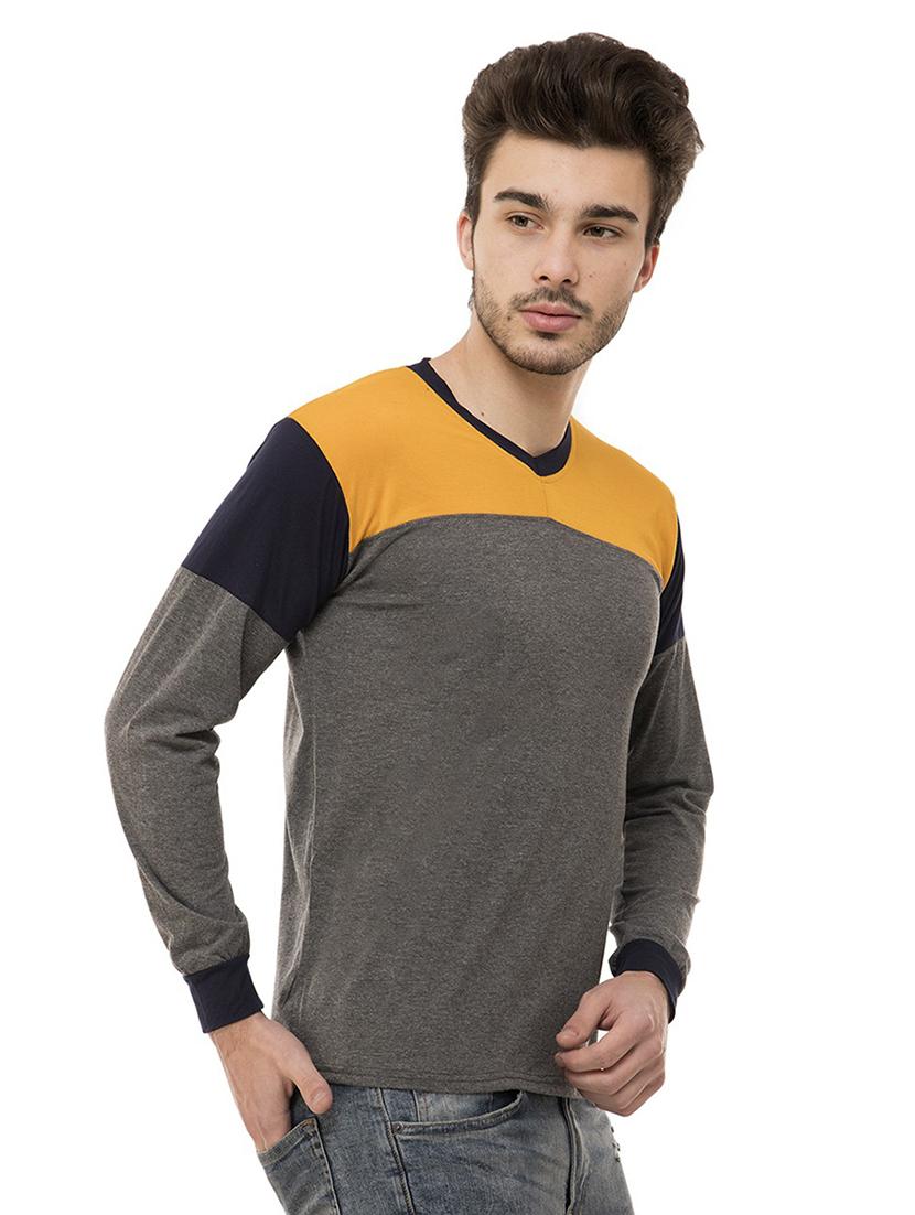v neck color block t-shirt - 19806008 -  Standard Image - 1