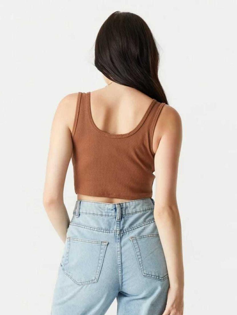 women's crop notch neck top - 19806035 - Standard Image - 1