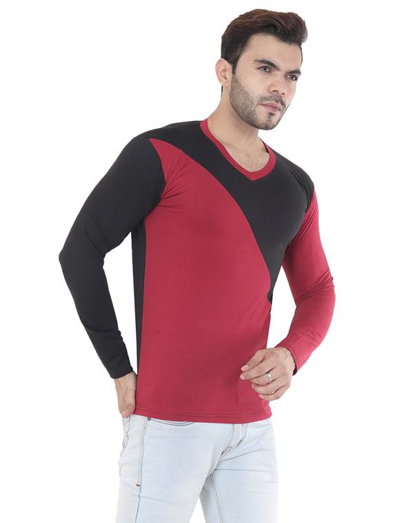 v neck color block t-shirt - 19806564 -  Standard Image - 1