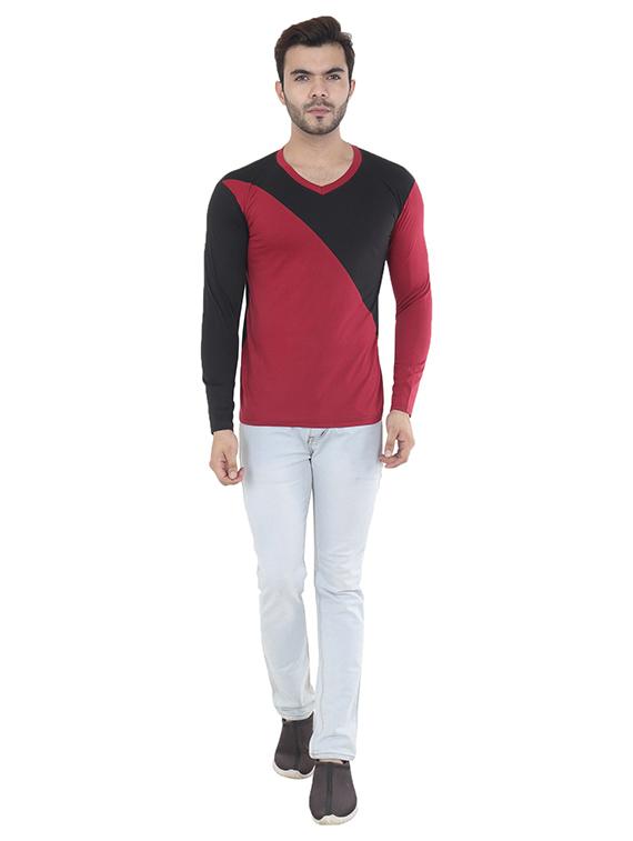 v neck color block t-shirt - 19806564 - Standard Image - 4