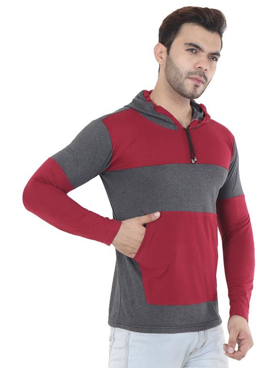 hood neck color block t-shirt - 19806565 - Standard Image - 1