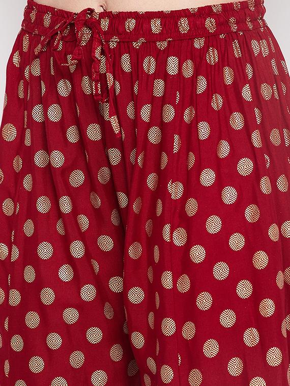 gold printed flared palazzo - 19807804 - Standard Image - 4