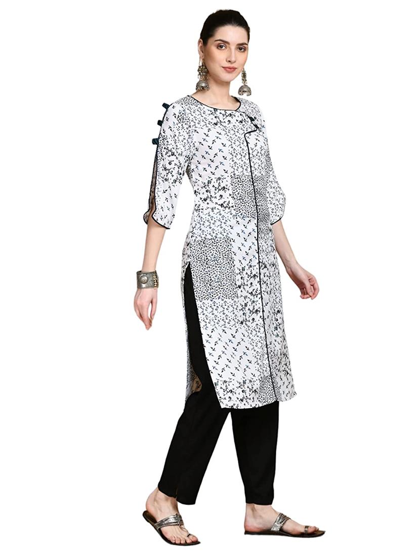 white printed kurta - 19808043 - Standard Image - 1