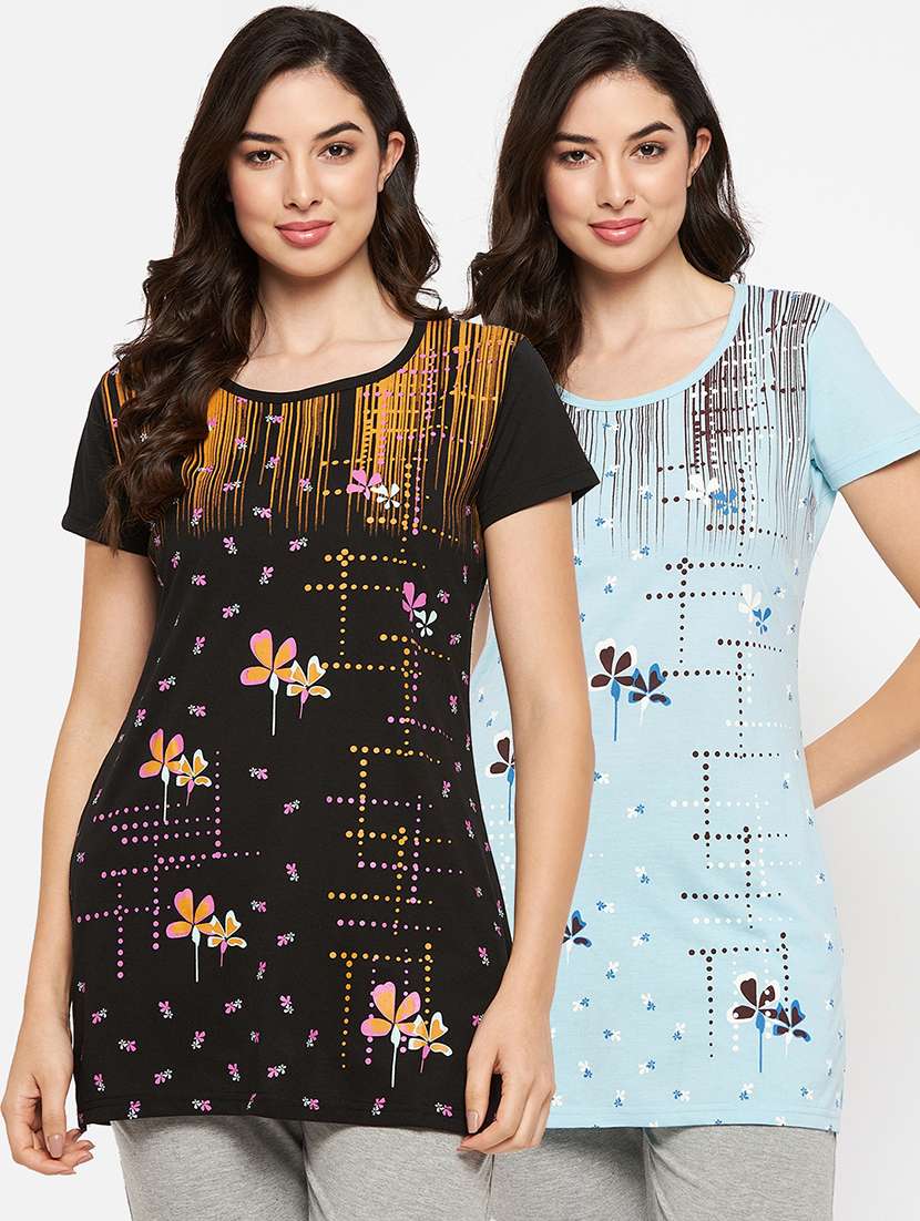 pack of 2 multi colored printed long t-shirt