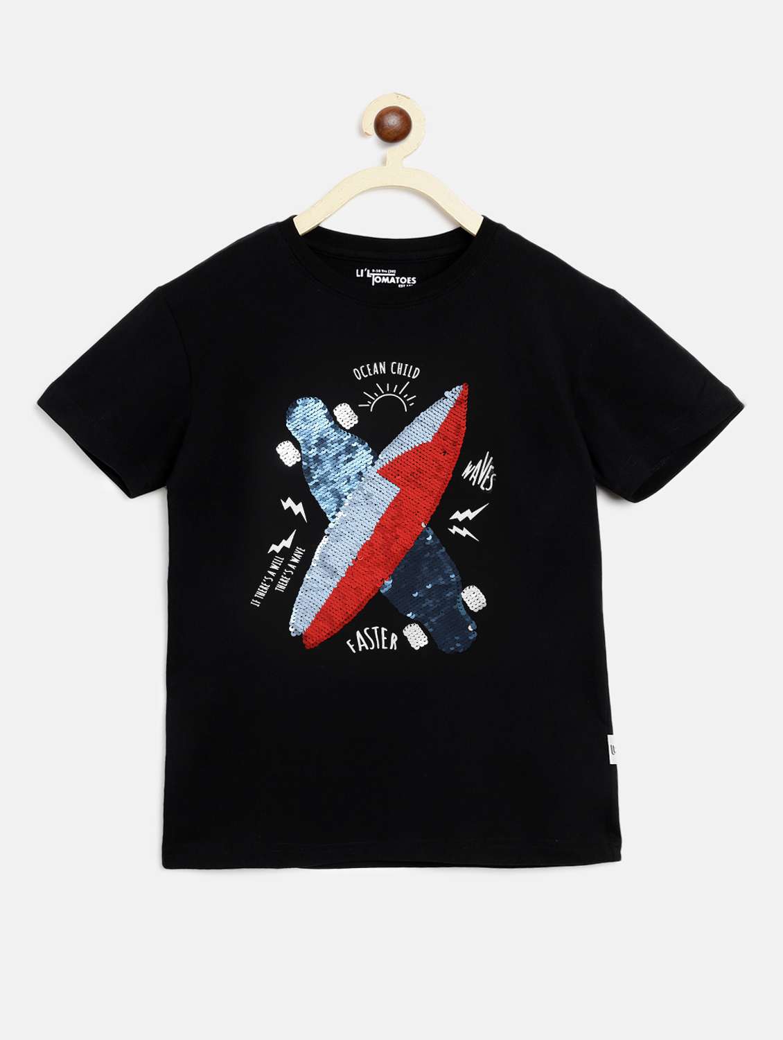 black sequined blend t-shirt