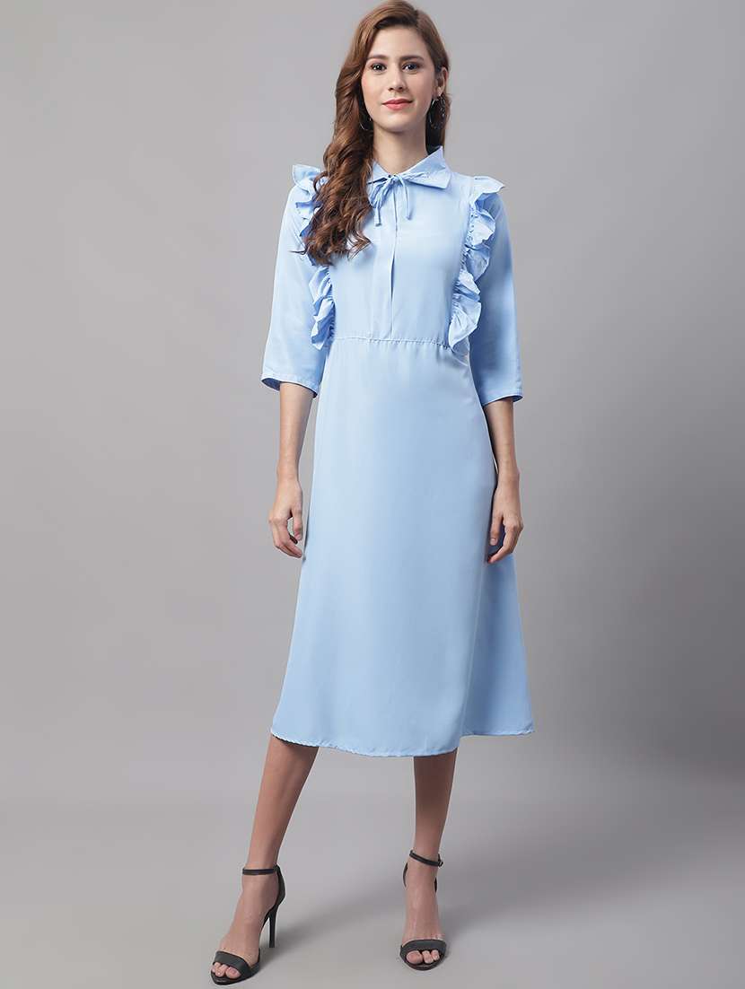 women's ruffle solid dress