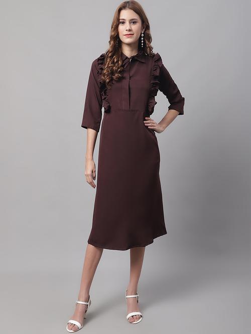 women's ruffle solid dress - 19810569 - Standard Image - 0