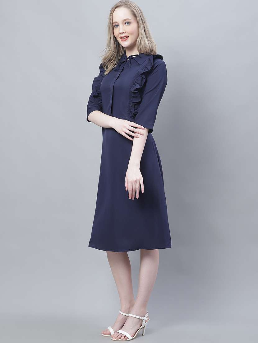 women's ruffle solid dress - 19810573 -  Standard Image - 1