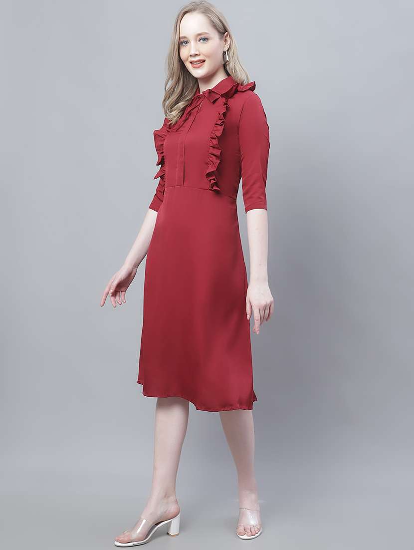 women's ruffle solid dress - 19810575 -  Standard Image - 1