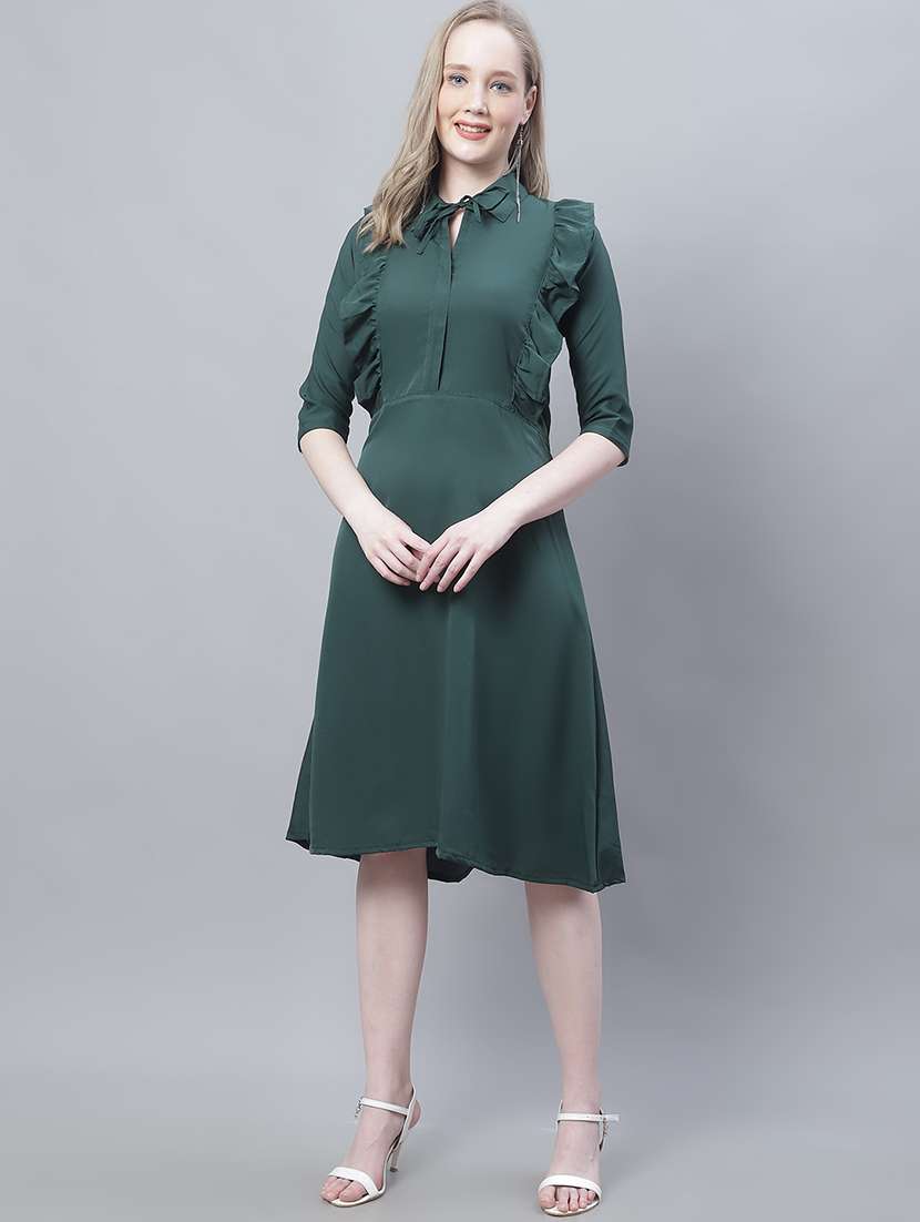 women's ruffle solid dress - 19810576 -  Zoom Image - 0