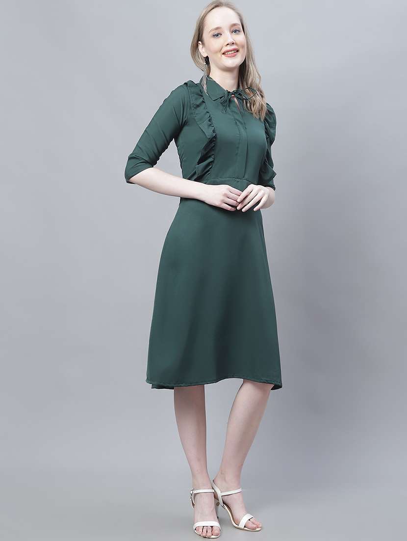 women's ruffle solid dress - 19810576 -  Standard Image - 1