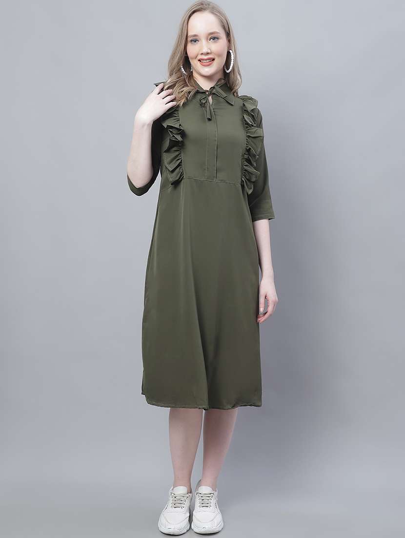 women's ruffle solid dress
