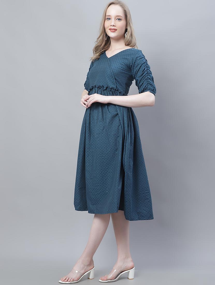 women's fit & flare swiss dots dress - 19810592 - Standard Image - 1