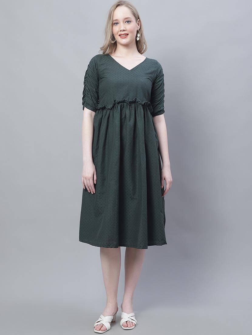 women's fit & flare swiss dots dress - 19810594 - Zoom Image - 0