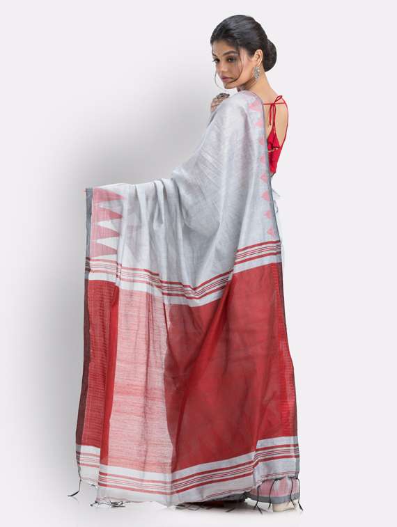 women's self design pearl grey colored saree with blouse - 19810672 -  Standard Image - 1