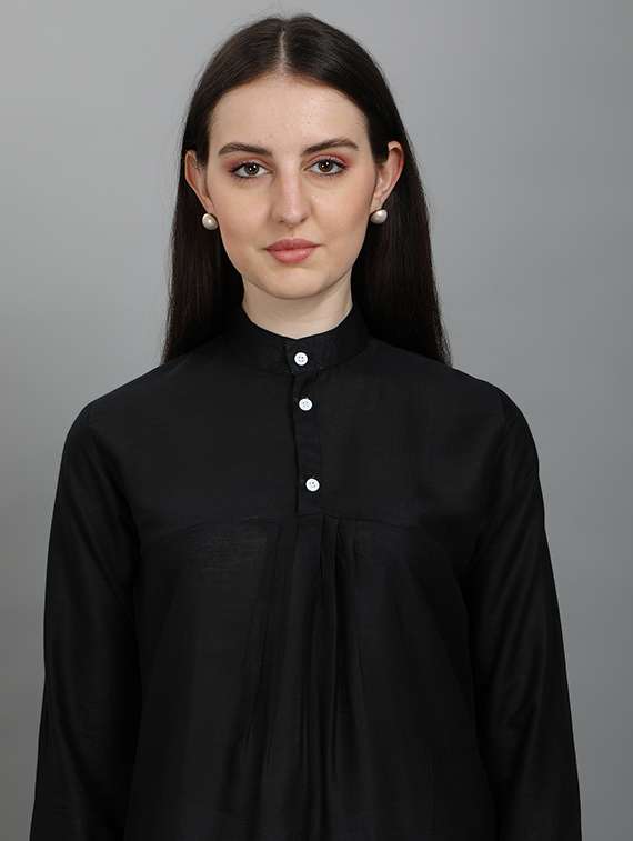 women's straight mandarin neck top - 19811038 -  Standard Image - 4