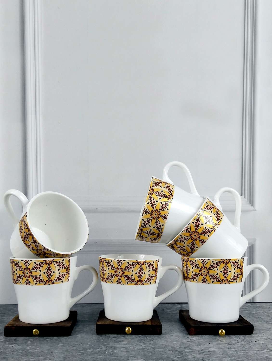 moody panda vibrant set of 6 cups | tea cups | cups set of 6 | bone china