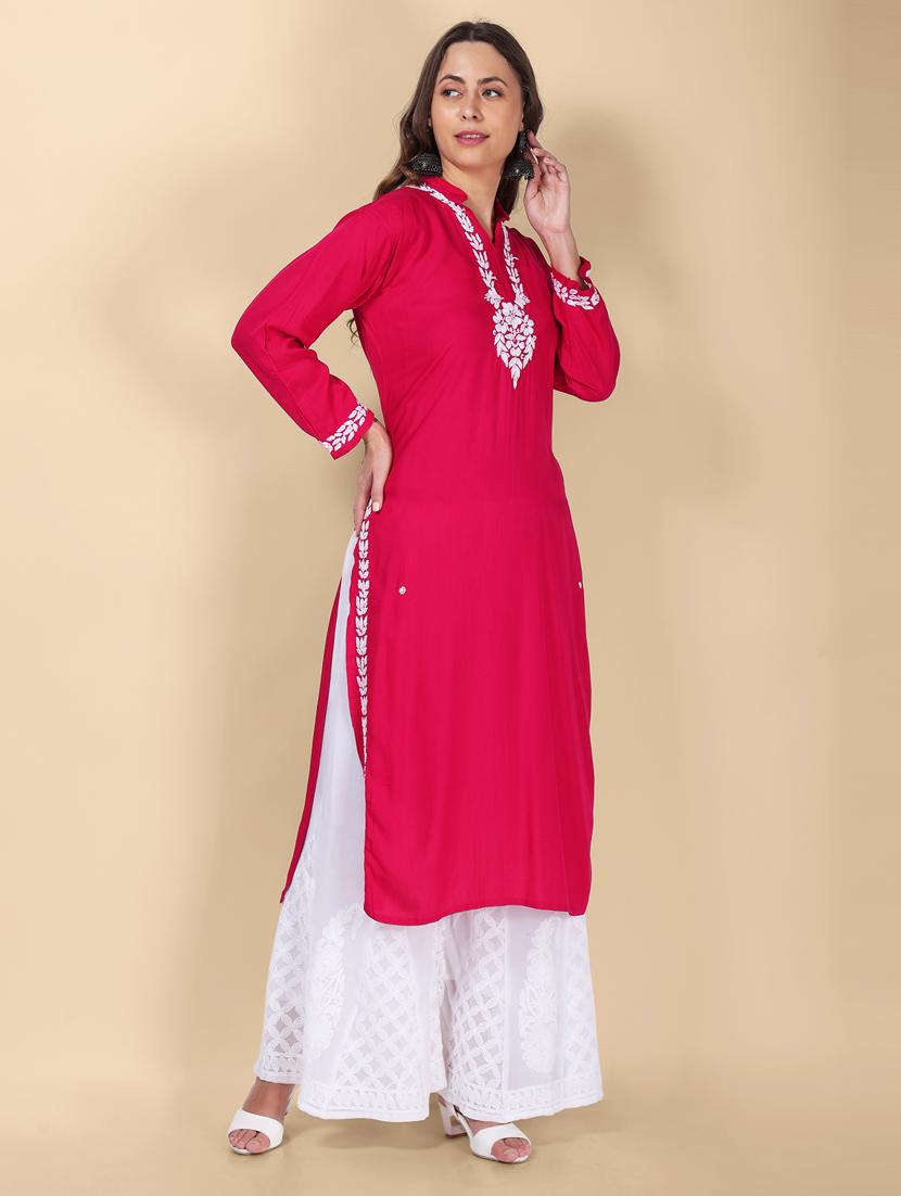chikankari straight kurta - 19811451 -  Standard Image - 1