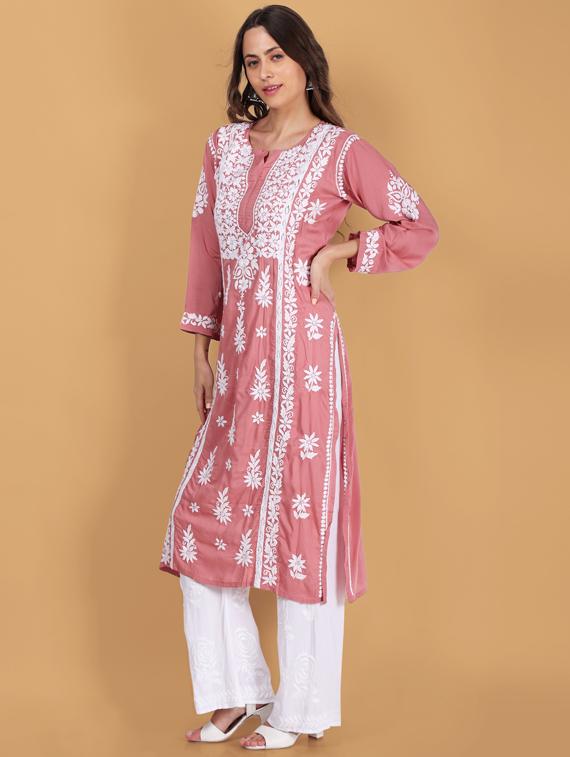 chikankari solid straight kurta - 19811744 - Standard Image - 1