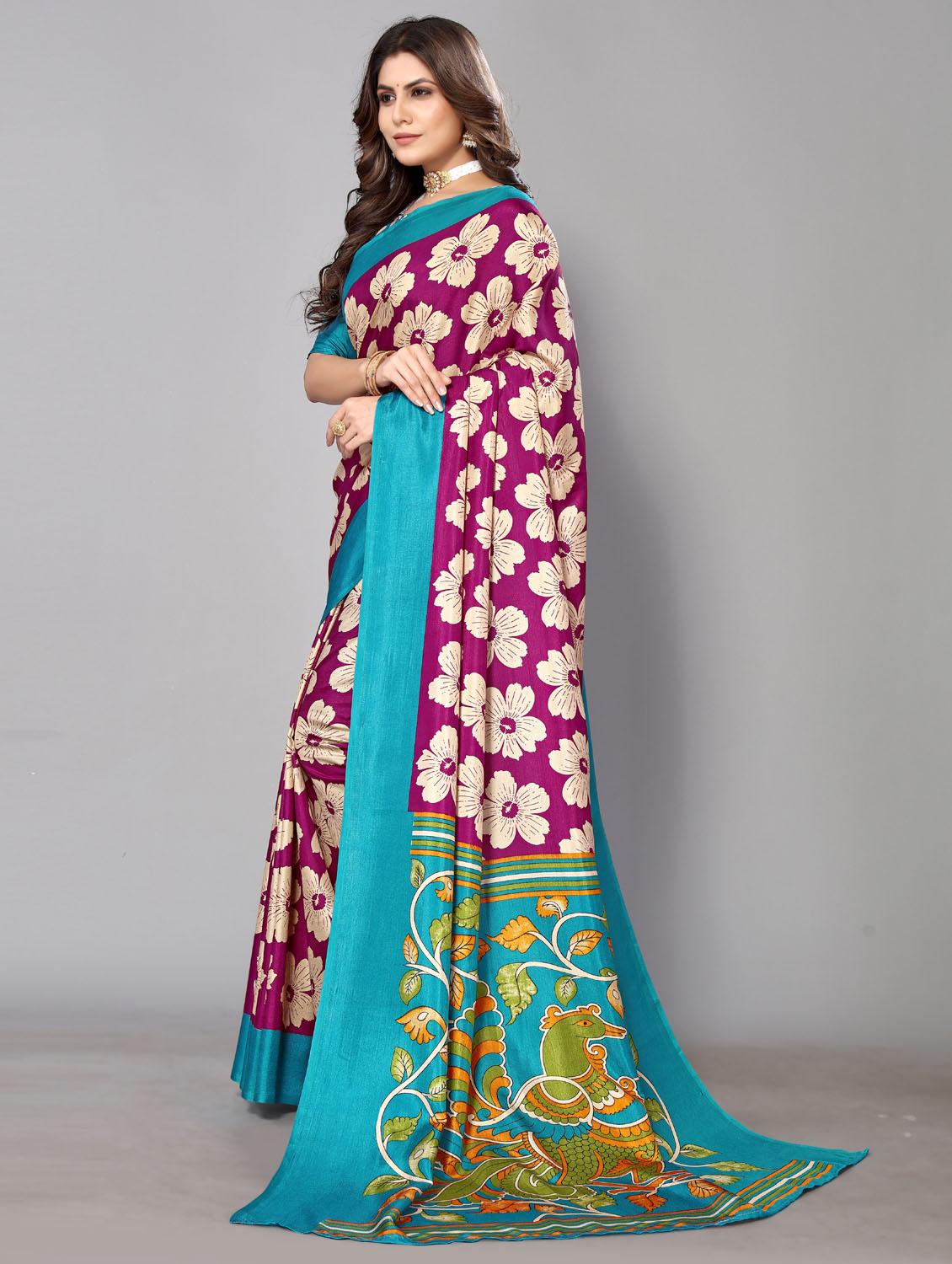 floral printed saree with blouse - 19812891 - Standard Image - 1