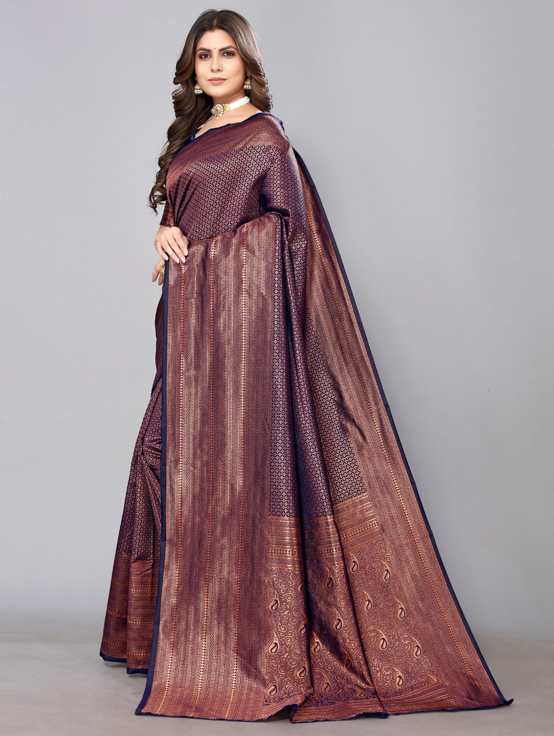 self design banarasi saree with blouse - 19812899 - Standard Image - 1
