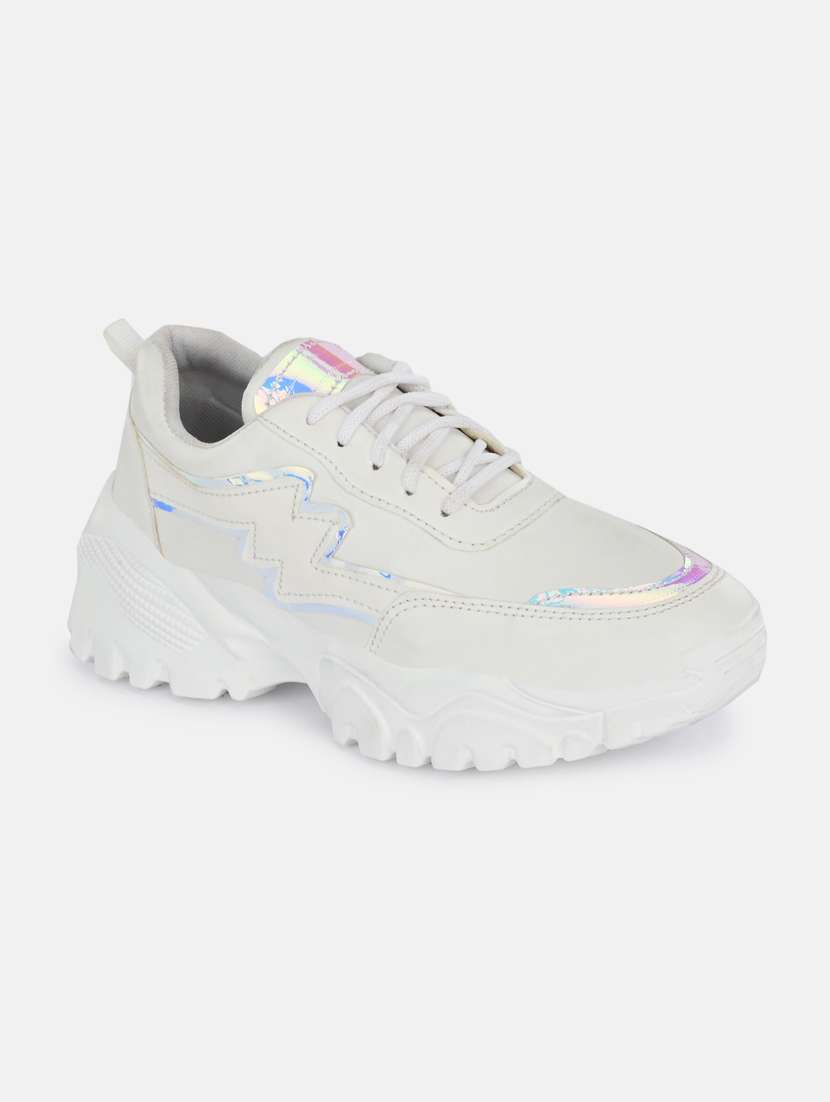 white solid lace-up sneaker - 19813843 -  Standard Image - 1