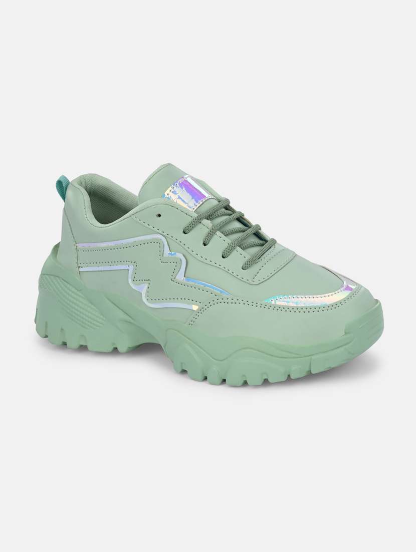 mint green solid lace-up sneaker - 19813845 -  Standard Image - 1