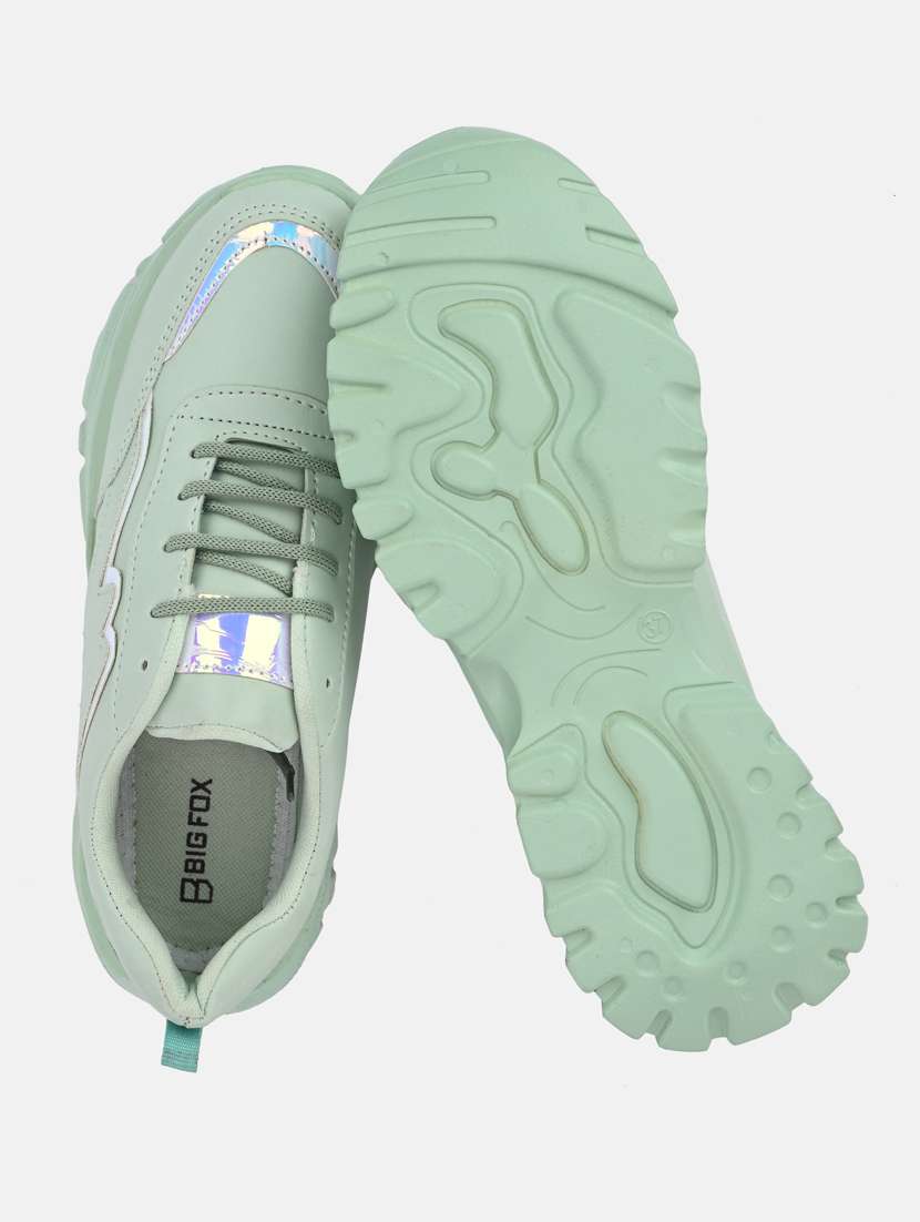mint green solid lace-up sneaker - 19813845 -  Standard Image - 4