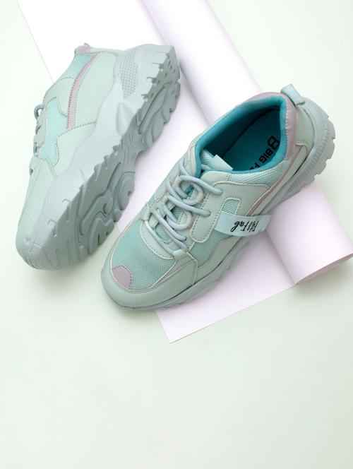 mint green solid lace-up sneaker - 19813848 - Standard Image - 0