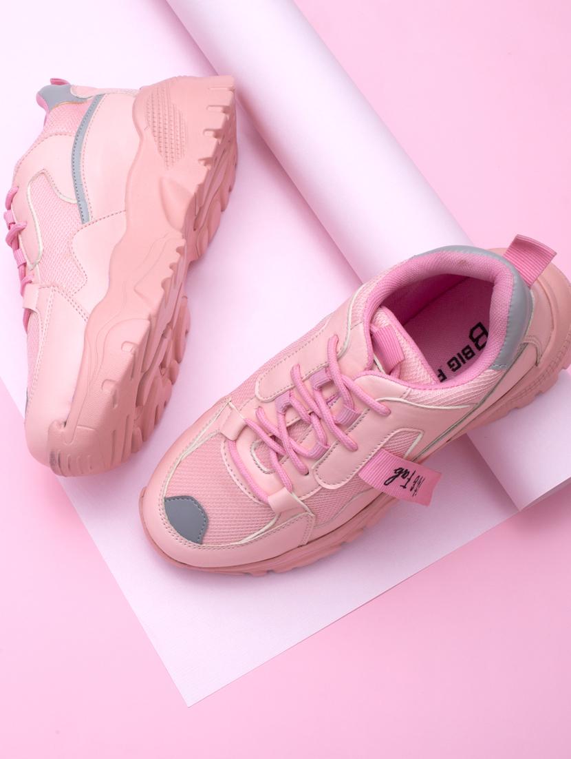 pink solid lace-up sneaker - 19813849 -  Zoom Image - 0