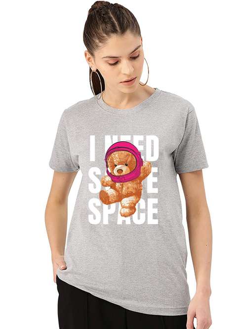 women's front print round neck t-shirt - 19814410 - Standard Image - 0