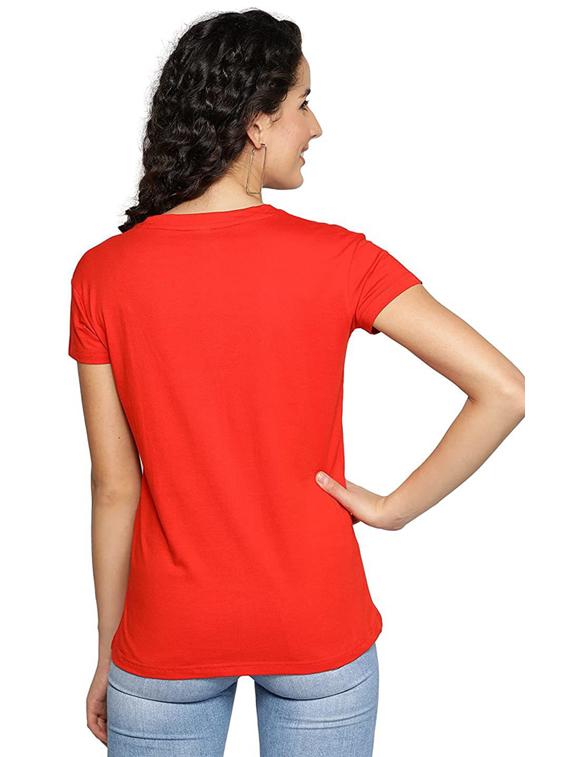 women's chest print round neck t-shirt - 19814417 - Standard Image - 1