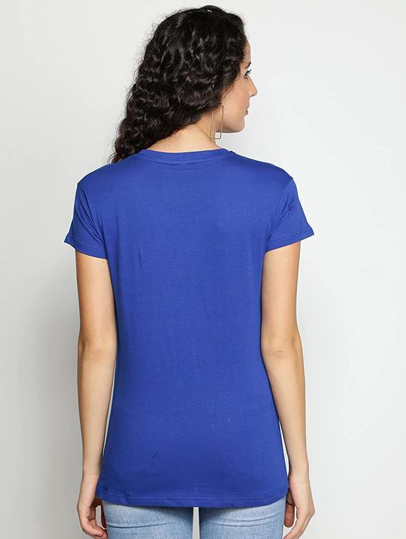 women's chest print round neck t-shirt - 19814420 - Standard Image - 1