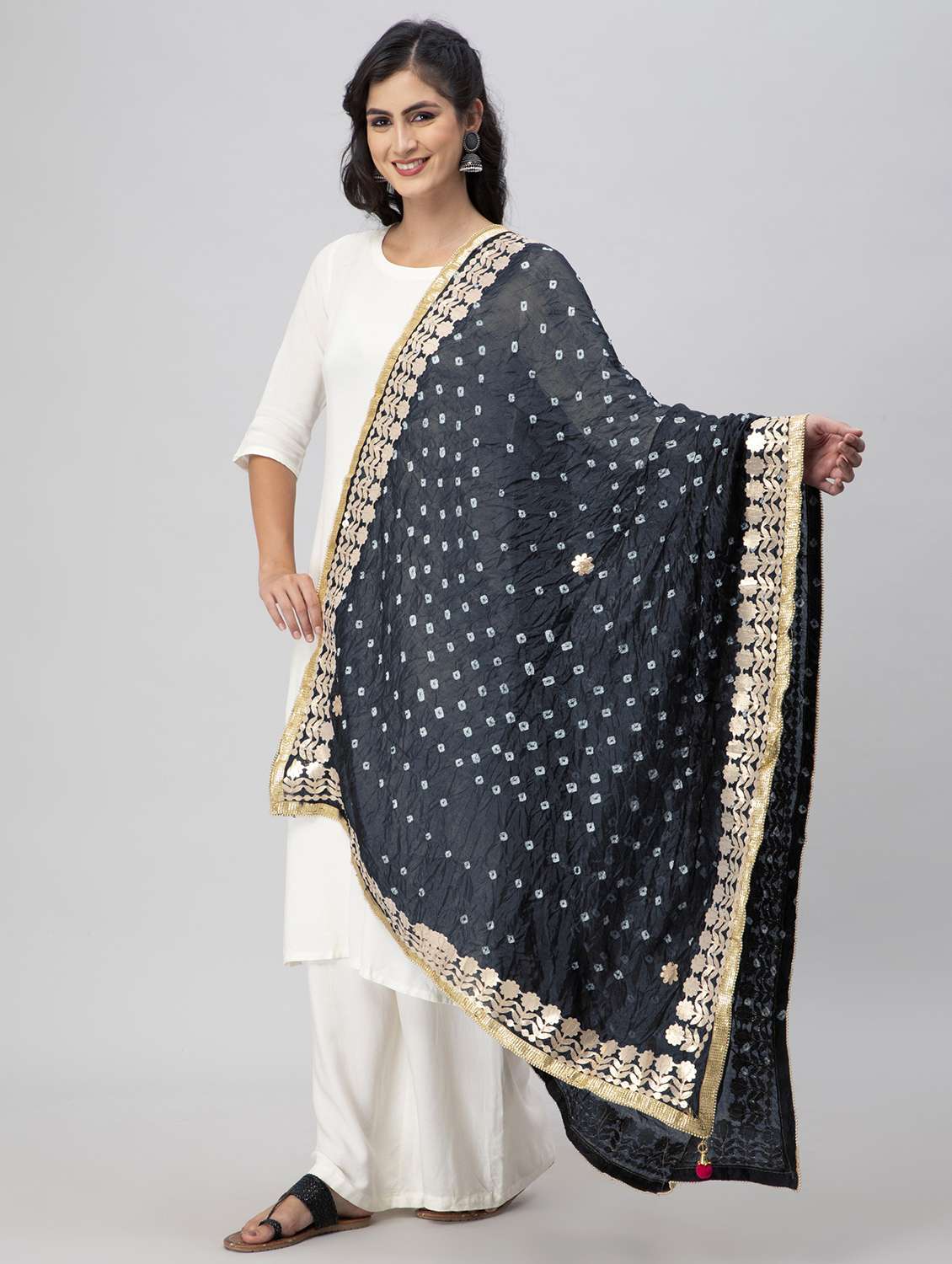 grey silk dupatta