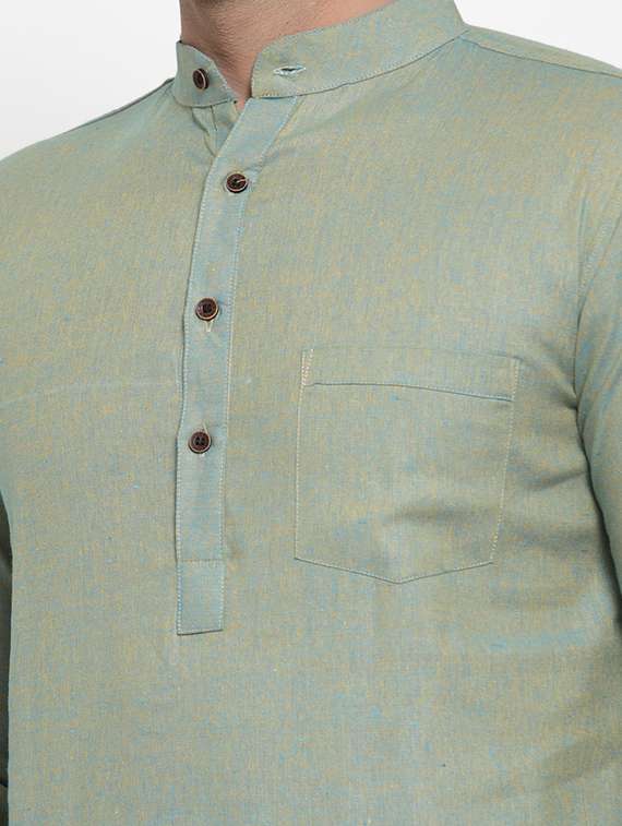 mandarin neck solid short kurta - 19814446 -  Standard Image - 4