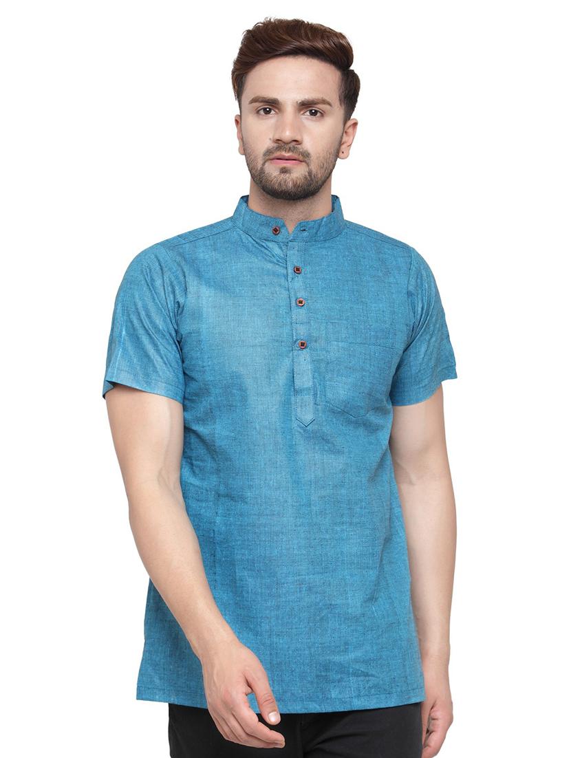 mandarin neck solid short kurta - 19814455 - Zoom Image - 0