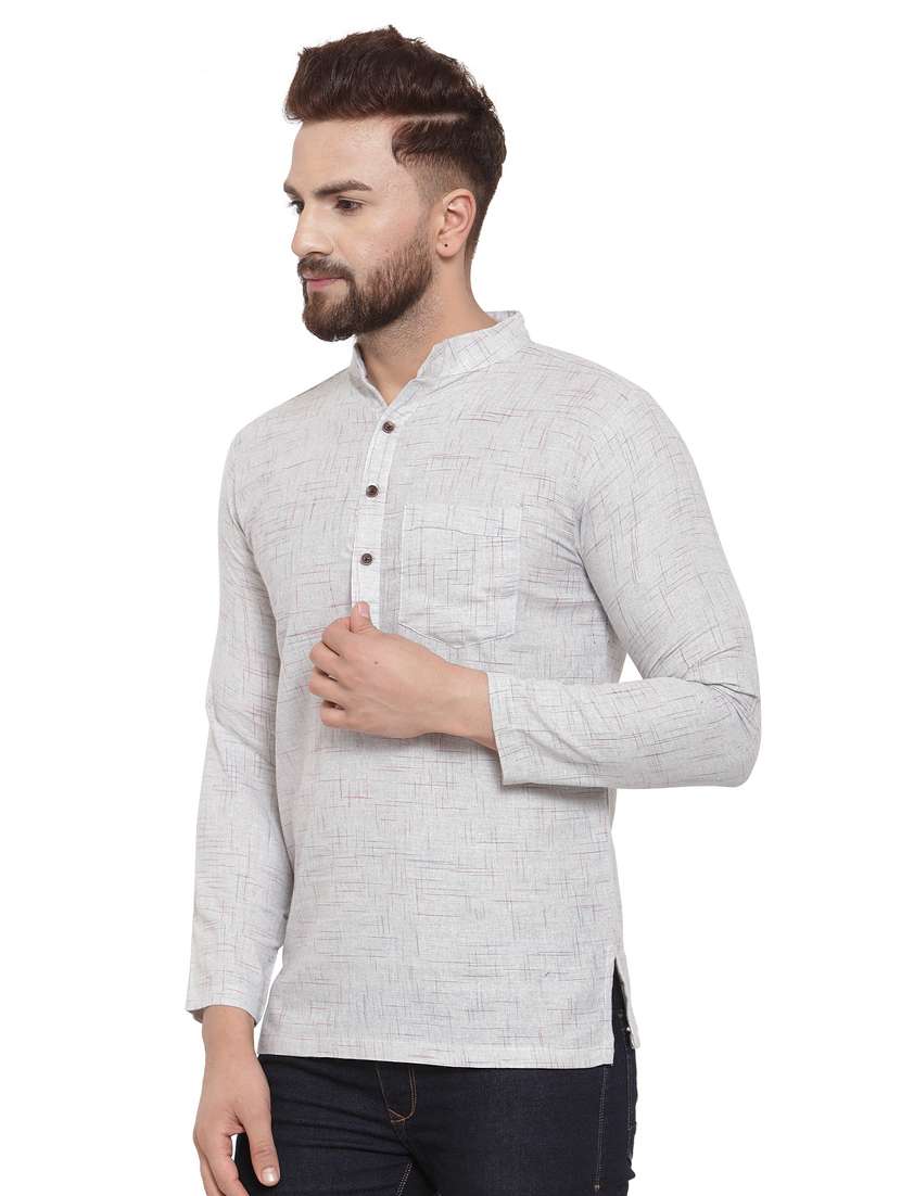 mandarin neck printed short kurta - 19814456 -  Standard Image - 1