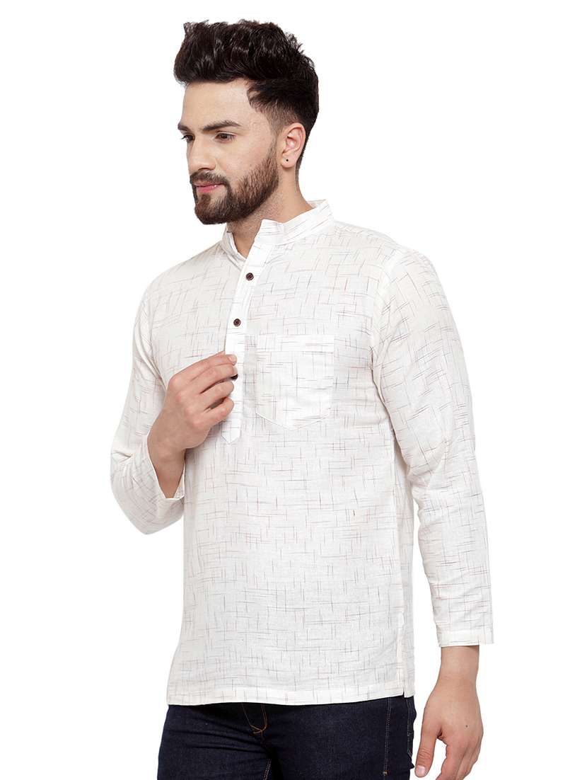 mandarin neck solid short kurta - 19814462 -  Standard Image - 1