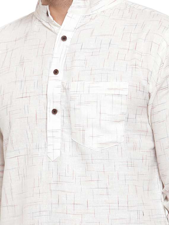 mandarin neck solid short kurta - 19814462 -  Standard Image - 4