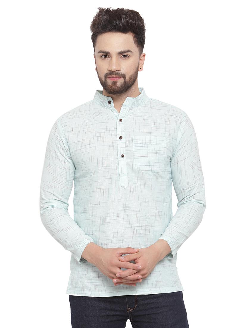 mandarin neck solid short kurta - 19814468 - Zoom Image - 0