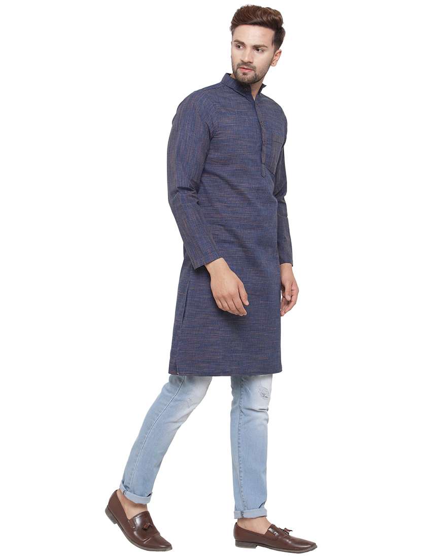 mandarin neck solid kurta - 19814472 -  Standard Image - 1