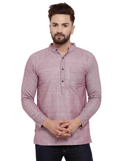 mandarin neck solid short kurta - 19814474 - Standard Image - 0