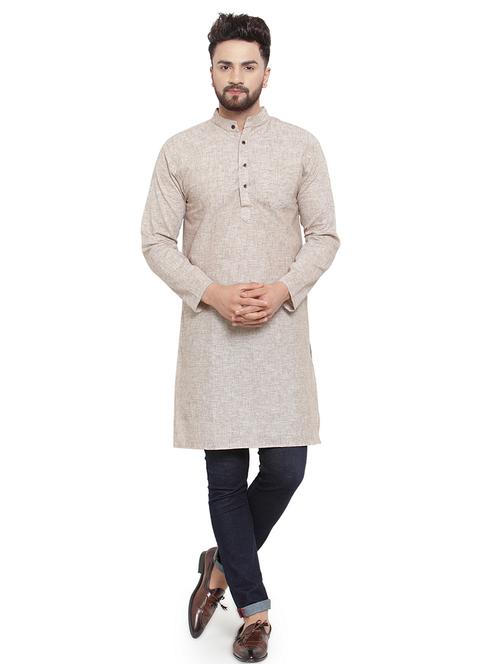 mandarin neck solid kurta - 19814481 - Standard Image - 0