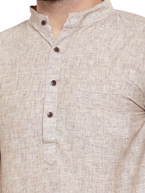 mandarin neck solid short kurta - 19814485 -  Standard Image - 4