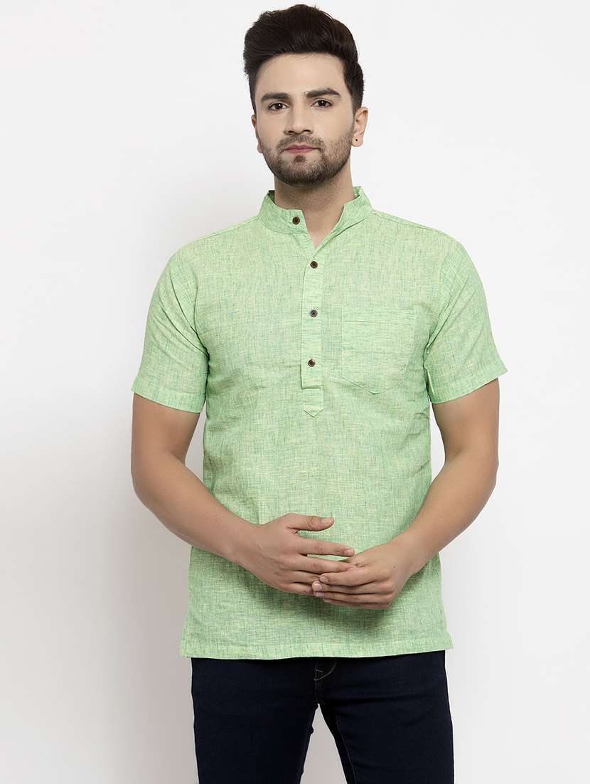 mandarin neck solid short kurta