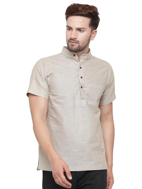 mandarin neck solid short kurta - 19814493 -  Standard Image - 0