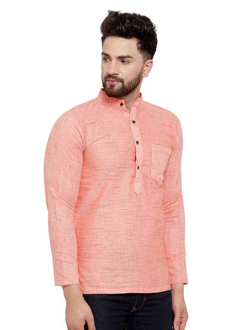 mandarin neck solid short kurta - 19814498 -  Standard Image - 1