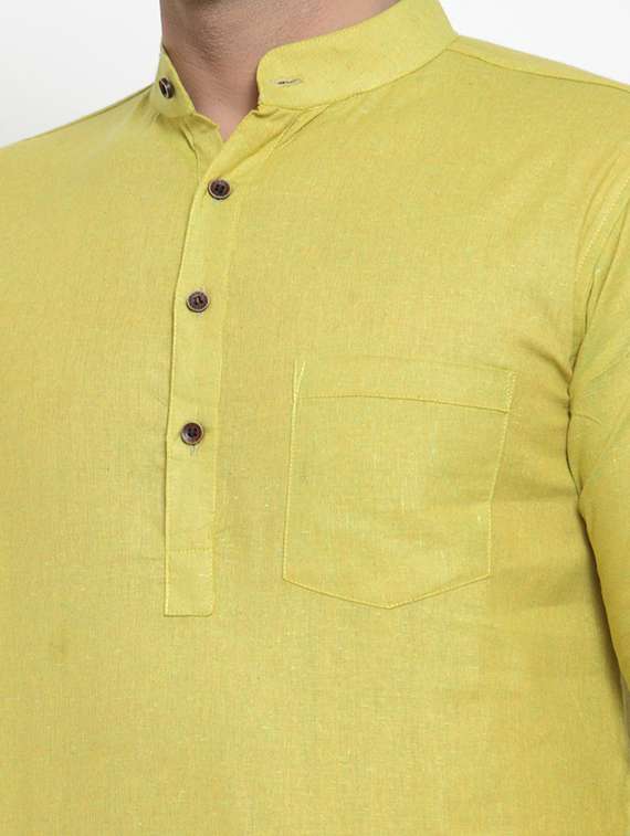 mandarin neck solid short kurta - 19814506 -  Standard Image - 4